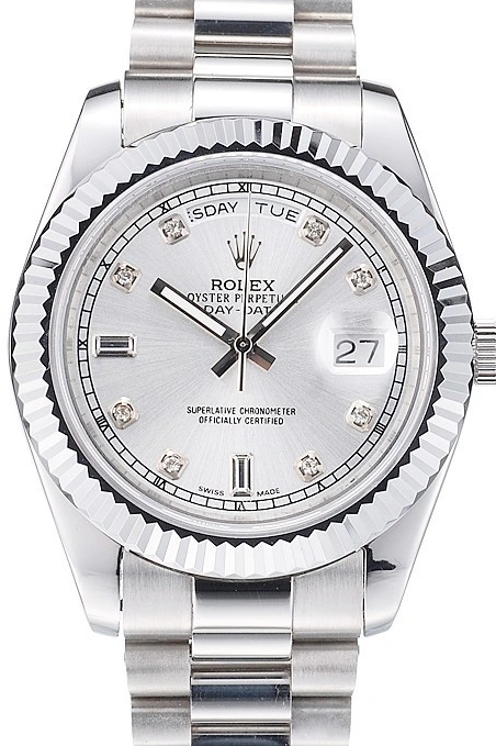 Aaa replica watch Day-Date Dial Steel Stainless Silver Polished Rolex 1025